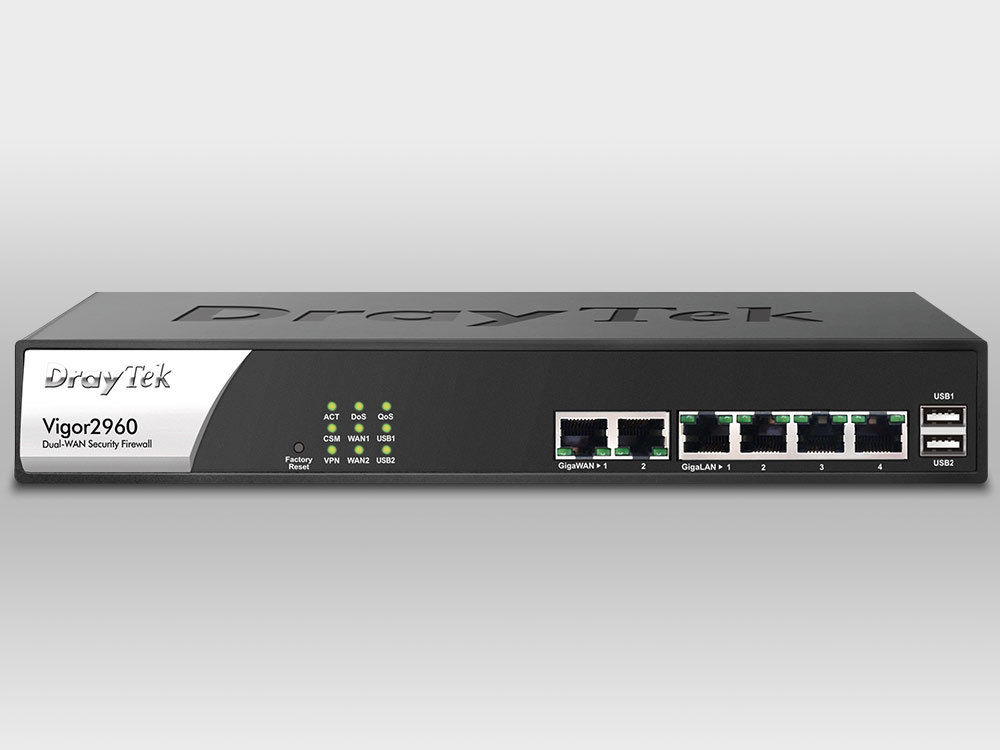 DrayTek Vigor2960 Dual WAN VPN gateway and central firewall - 10PK